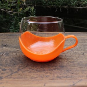 画像1: Vintage glass cup with holder from Europe