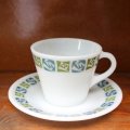 JAJ / Pyrex "Green Rose" tea cup and saucer