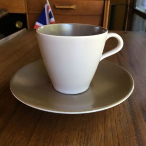 画像1: Poole pottery "Mushroom and Sepia" coffee cup and saucer