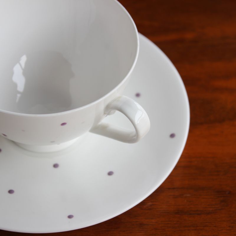 Tuscan polka dot tea cup and saucer：イギリス、タスカン社のドット柄ティーカップ＆ソーサー：MLPショップ