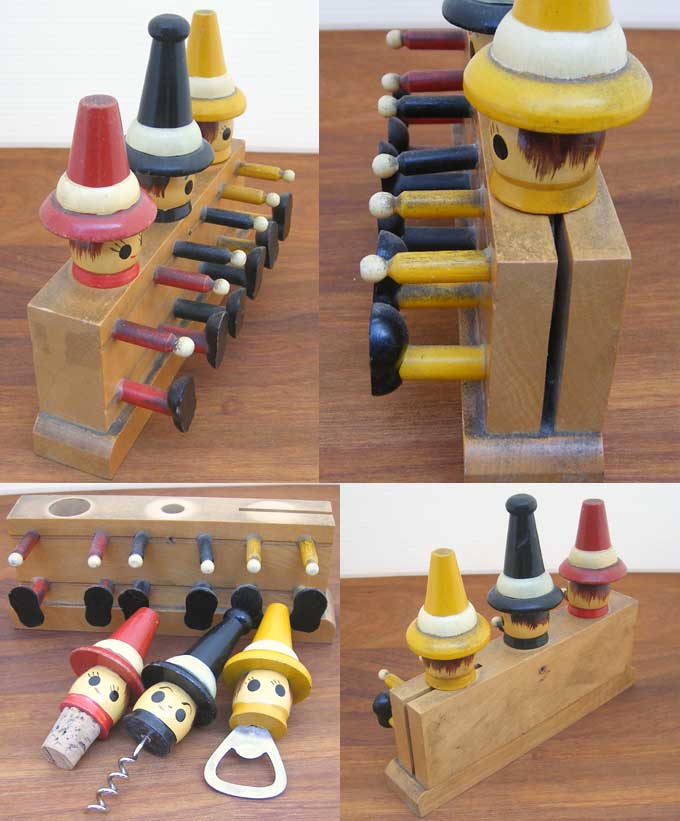 画像: wooden wine opener & bottle opener & cork set